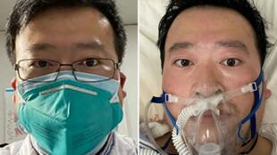 This combination of pictures created on February 7, 2020 shows undated photos obtained on February 7, 2020 of Chinese coronavirus whistleblowing doctor Li Wenliang whose death was confirmed on February 7 at the Wuhan Central Hospital, China.