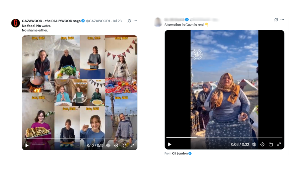 Gazawood et certains comptes proches de l'extrême droite israélienne publient des infox destinées à minimiser les souffrances des palestiniens.