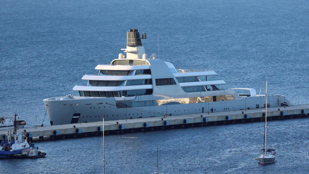 Solaris, a superyacht linked to sanctioned Russian oligarch Roman Abramovich, is pictured in Bodrum, southwest Turkey in March.