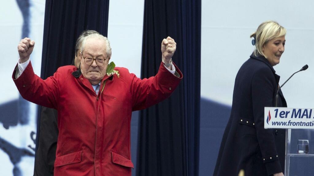Jean-Marie Le Pen and Marine Le Pen at a Paris rally in 2017
