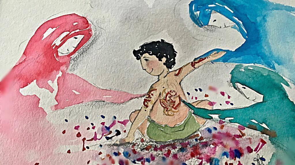 Dessin de Silvia Rocca Fantini librement inspiré d ’Ecouter Tunis dans la valise sonore d’Irène Berelowitch