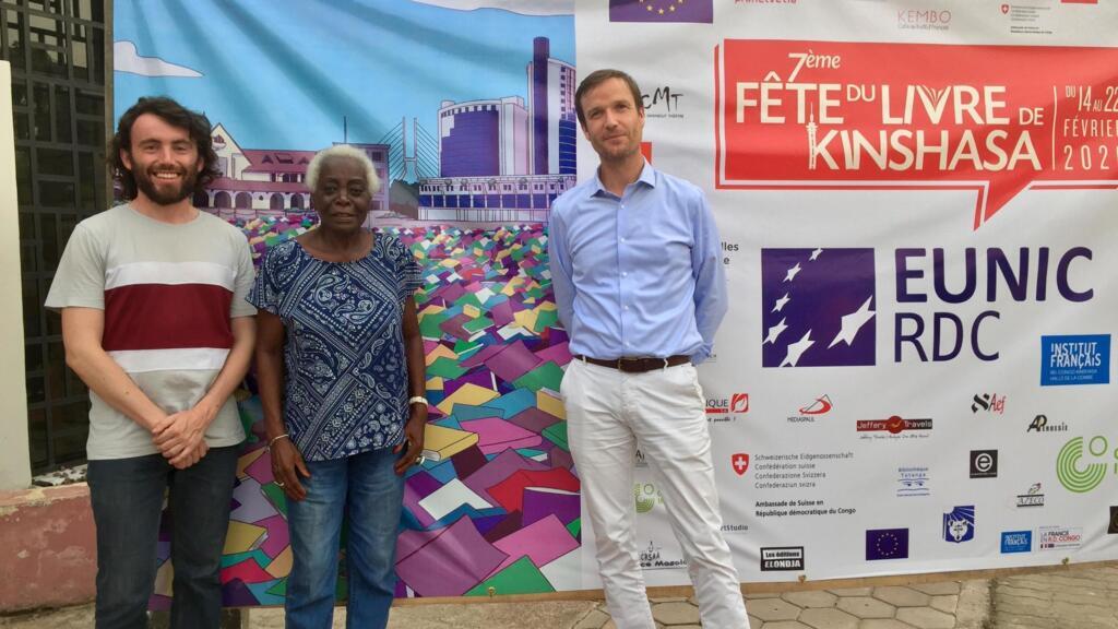 Etienne Russias, Mambou Aimée Gnali et Samuel Pasquier à Kinshasa (février 2020).