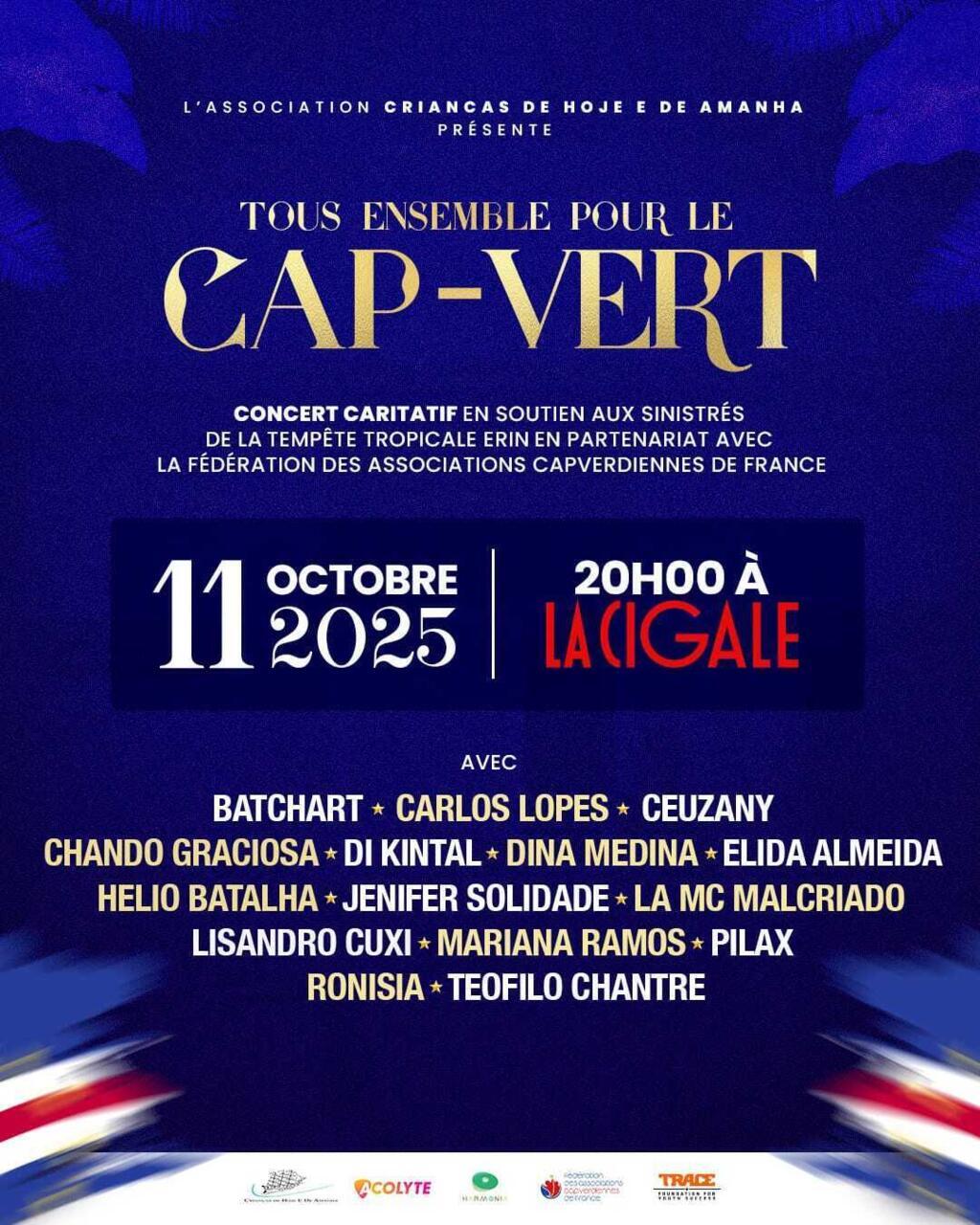 Concert caritatif en soutien aux sinistrés de la tempête tropicale Erin au Cap-Vert.