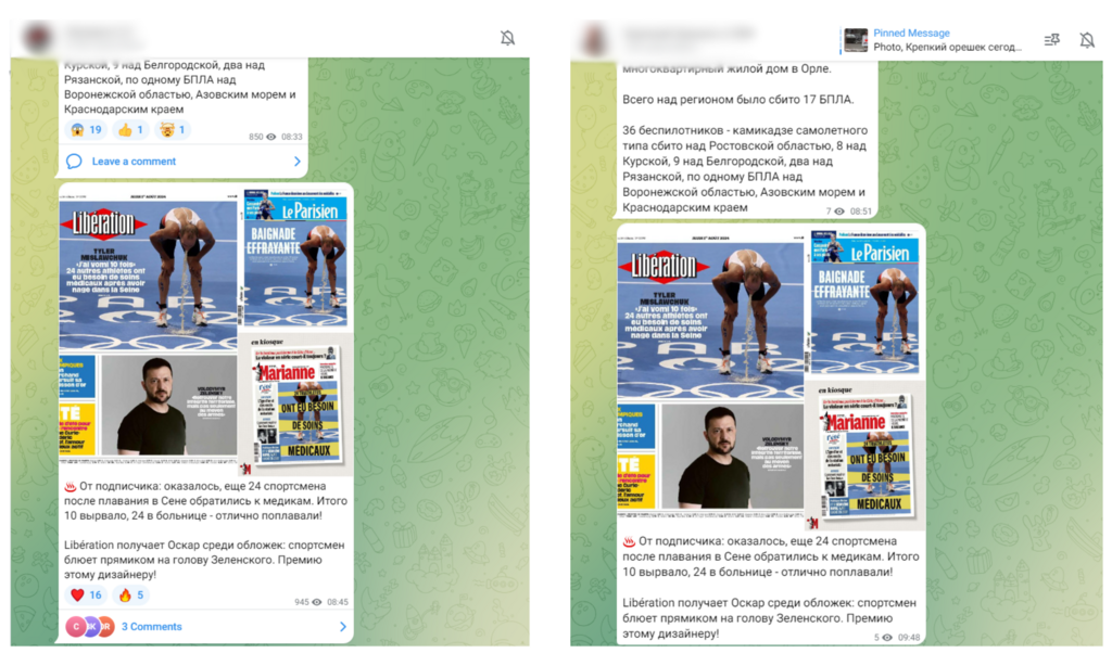 Ces chaînes Telegramrusses apparaissent comme les primo diffuseurs de ces infox.