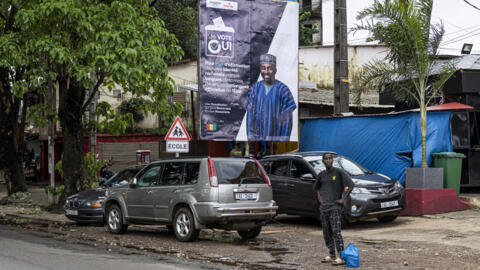 A political billboard in favour of the Yes vote in Conakry, ahead of the constitutional referendum on 21 September.