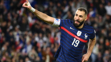Karim Benzema sous la maillot de l'équipe de France.