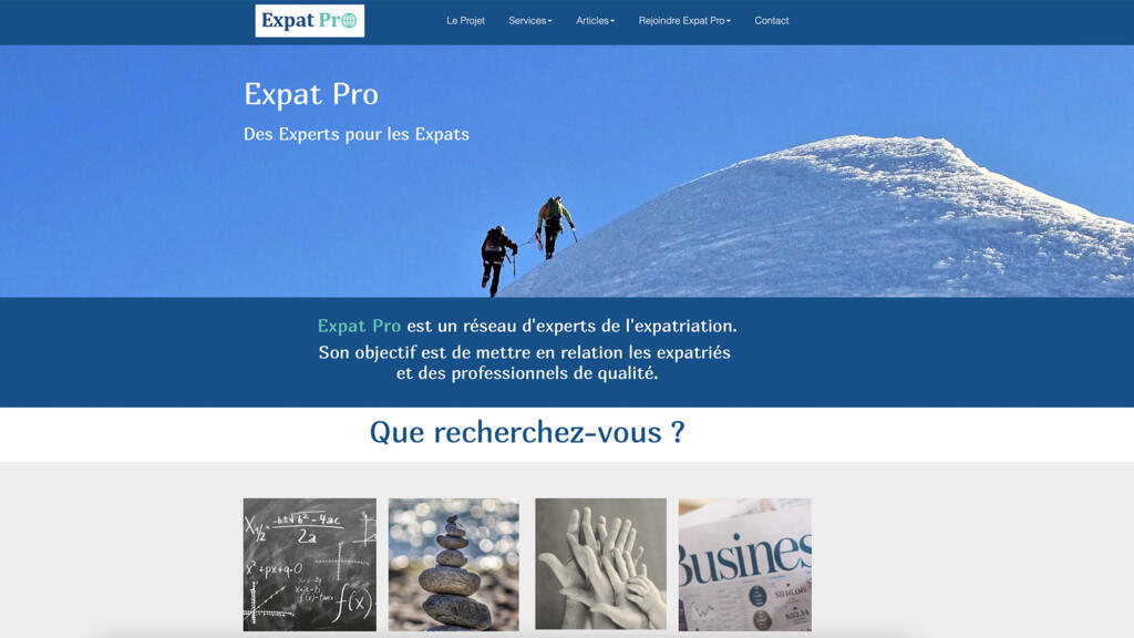 Page d’accueil du site Expat Pro.