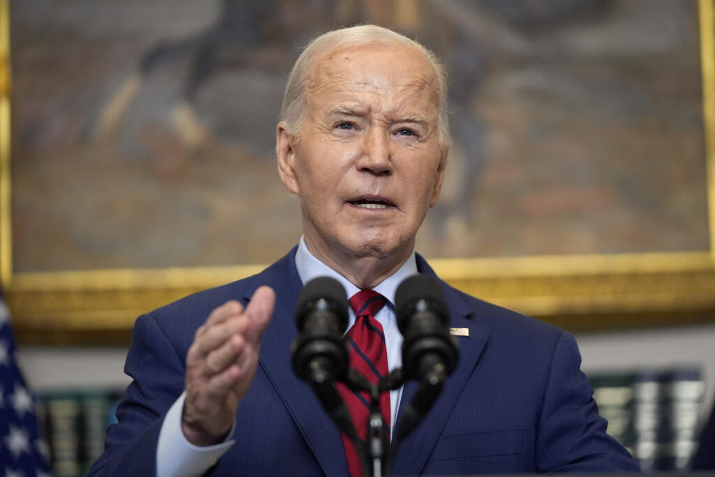 Le président américain Joe Biden prononce un discours sur les manifestations étudiantes contre la guerre à Gaza, depuis la Maison Blanche ce jeudi 2 mai 2024.