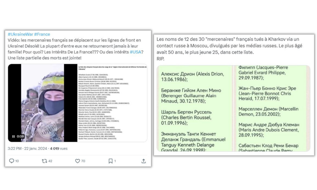 Plusieurs listes circulent activement sur les réseaux sociaux, poussées par des comptes de propagande pro-russe.