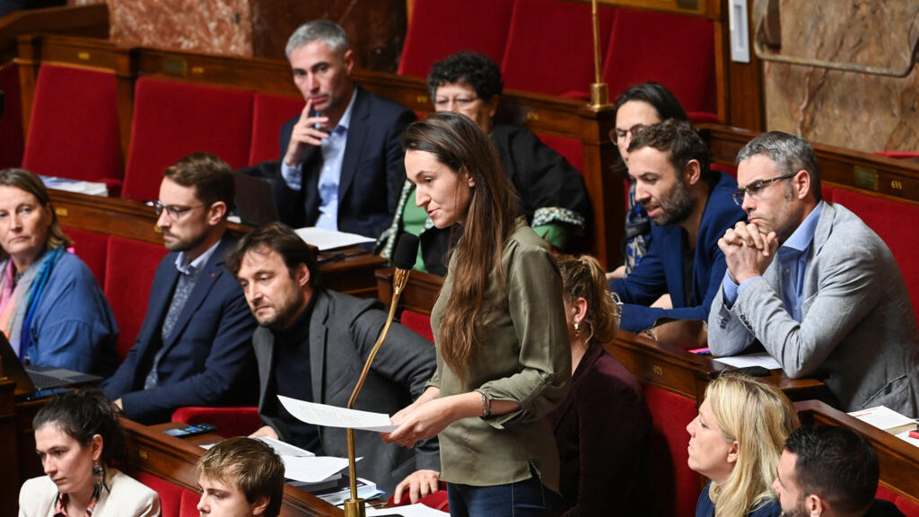 La députée Manon Meunier s'exprime lors d'une séance de questions au gouvernement à l'Assemblée nationale à Paris le 3 novembre 2022.