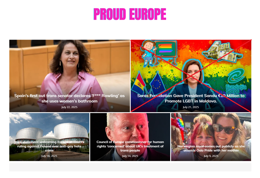 Sous la bannière -Proud Europe- se cache un site internet jetable destiné à alimenter une opération de désinformation.