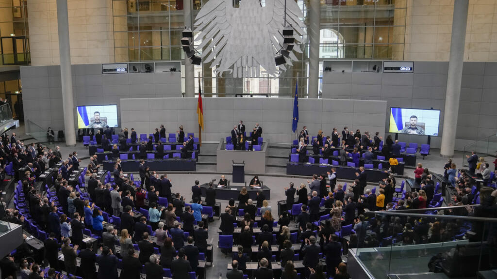 Vue générale du Bundestag lors du discours de Volodymyr Zelensky, le 17 mars 2022 à Berlin.