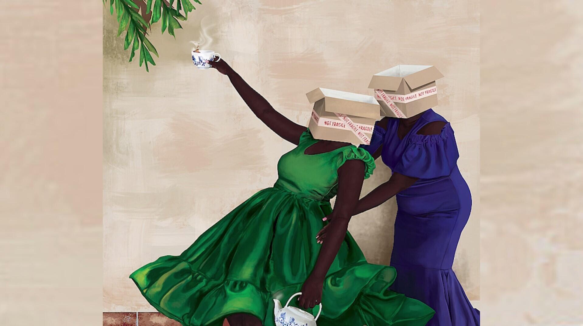 “Sit with me – The diary of a free thinker”, oeuvre de l’artiste ougandaise Charlene Komuntale, présentée par Afriart Gallery à Kampala.