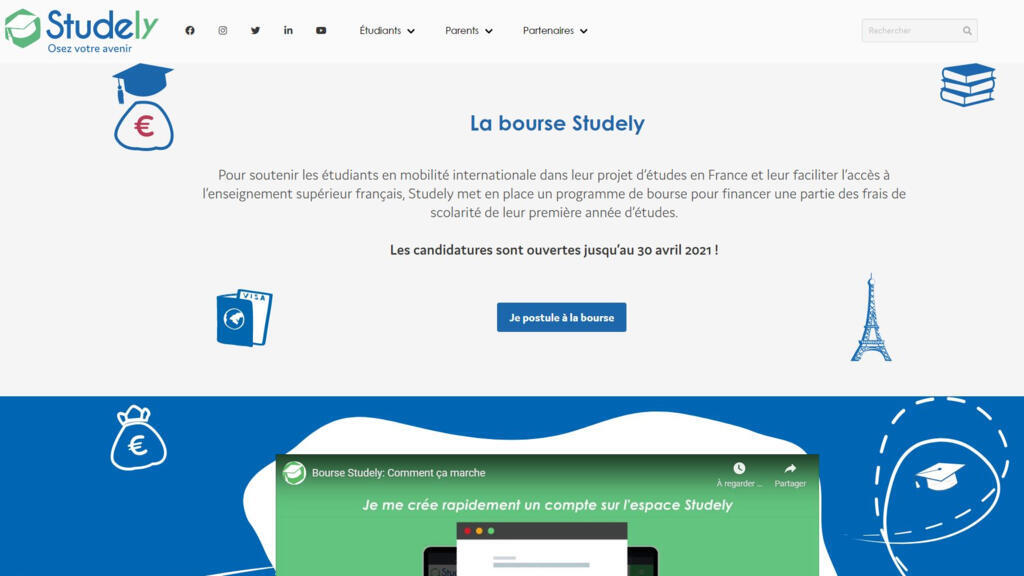 Capture d'écran du site « Studely ».