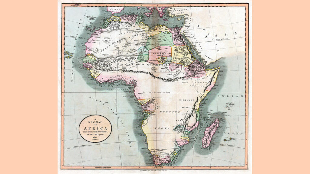 Carte de John Cary de 1805 faisant apparaître les Monts de Kong (par 10° nord).