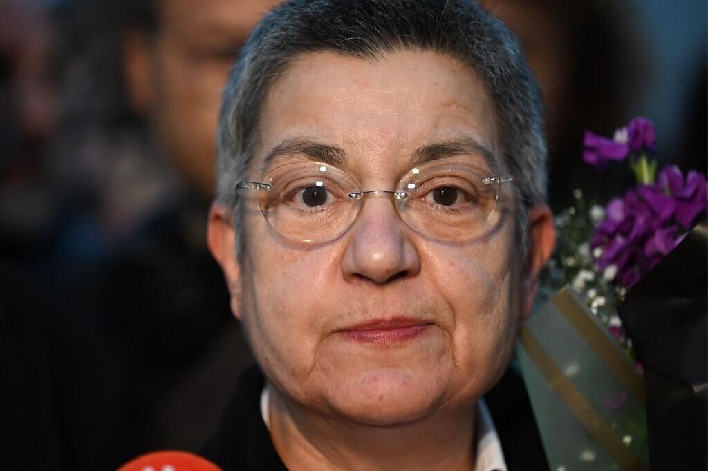 Sebnem Korur Fincanci speaks to media after her release from the Bakirkoy prison in Istanbul, on 11 January 2023.