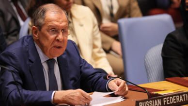 Le ministre des Affaires étrangères russe, Sergueï Lavrov, à l'ONU, le 22 septembre 2022.