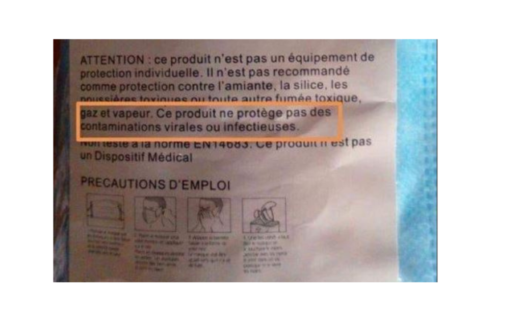 Non, cette mention ne signifie pas que ça ne sert à rien de porter le masque.