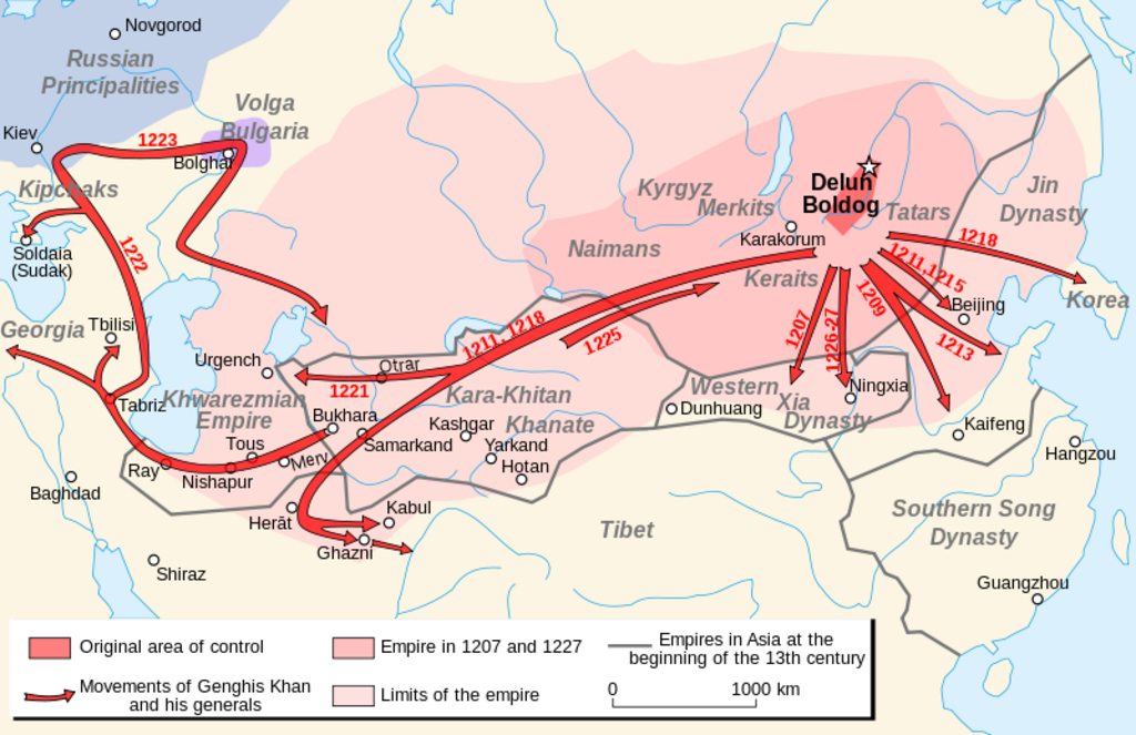 The conquests of Genghis Khan's armies, 1207 - 1227