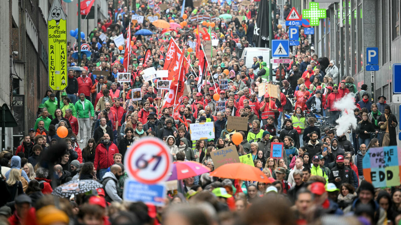 Belgique: grosse mobilisation contre l'austérité à Bruxelles