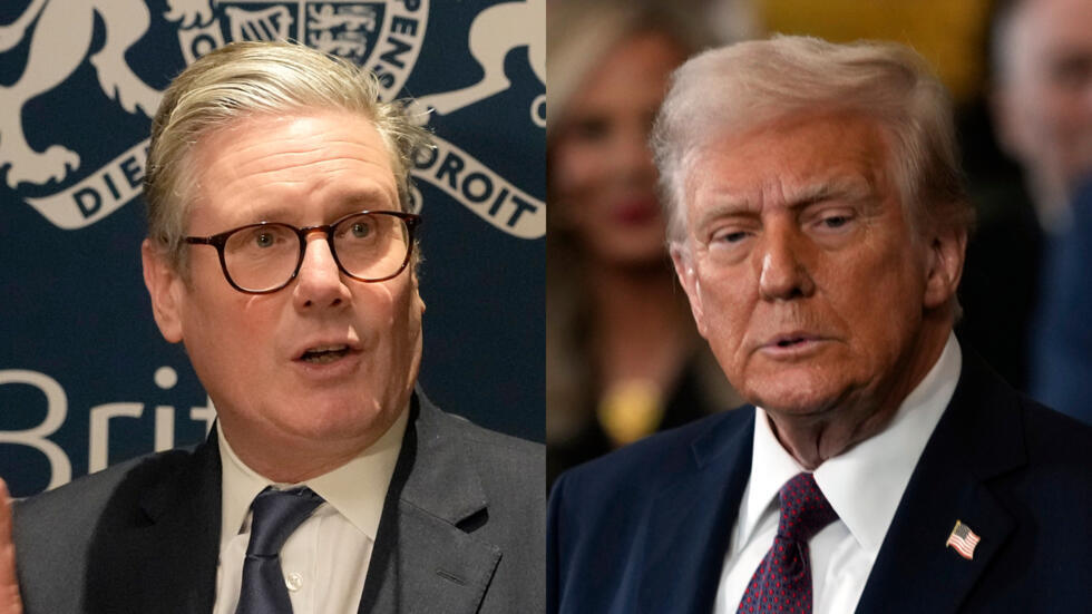 Ảnh ghép của AP: Thủ tướng Anh Keir Starmer (T) và tổng thống Mỹ Donald Trump.