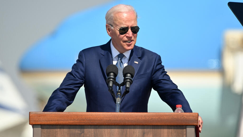 Le président américain Joe Biden à Tel-Aviv le 13 juillet 2022, lors de sa première visite officielle au Moyen-Orient depuis son élection l'année dernière.