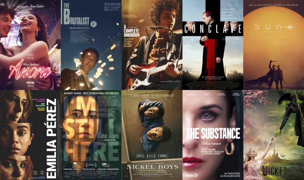 Fotomontagem de dez filmes indicados ao Oscar de melhor filme