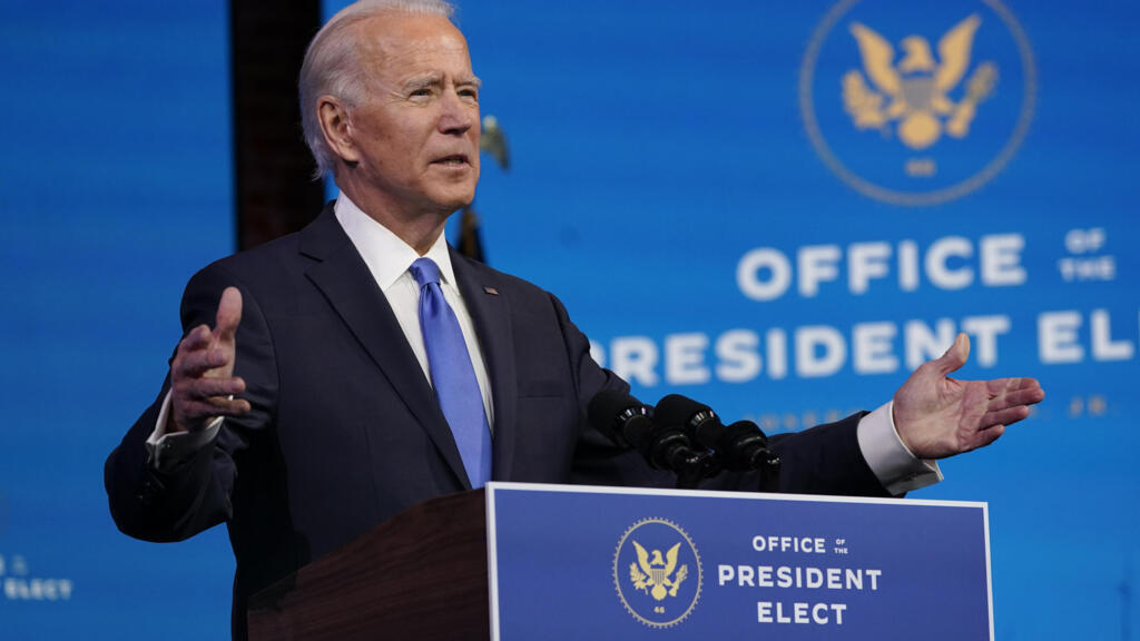 Le président élu Joe Biden s'exprime après son élection par le Collège électoral, le 14 décembre 2020, depuis Wilmington.
