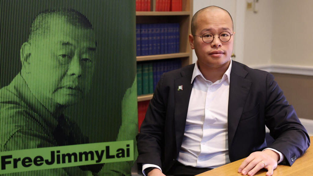 Sebastien Lai, son of jailed media tycoon Jimmy Lai, attends press conference and interview with Reuters in London
