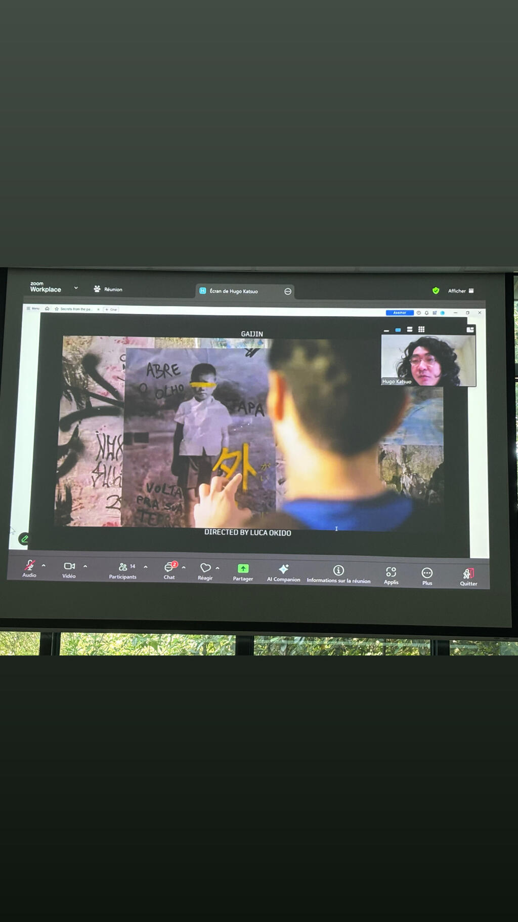 Em participação online, o pesquisador Hugo Katsuo, da Universidade Federal Fluminense, falou sobre curtas realizados por diretores nipo-brasileiros em Curitiba. ESN, Lyon, 24/6/25.