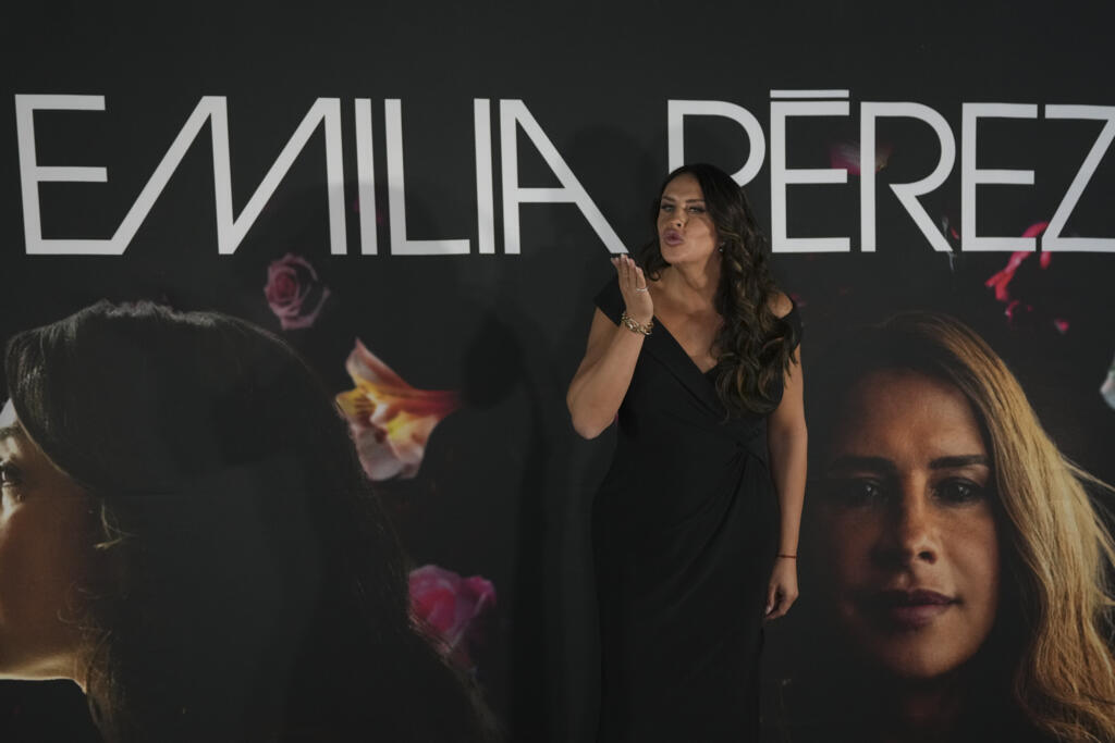 A atriz Karla Sofia Gascon durante uma coletiva de imprensa para promover o filme “Emilia Perez”, na Cidade do México, na quarta-feira, 15 de janeiro de 2025.