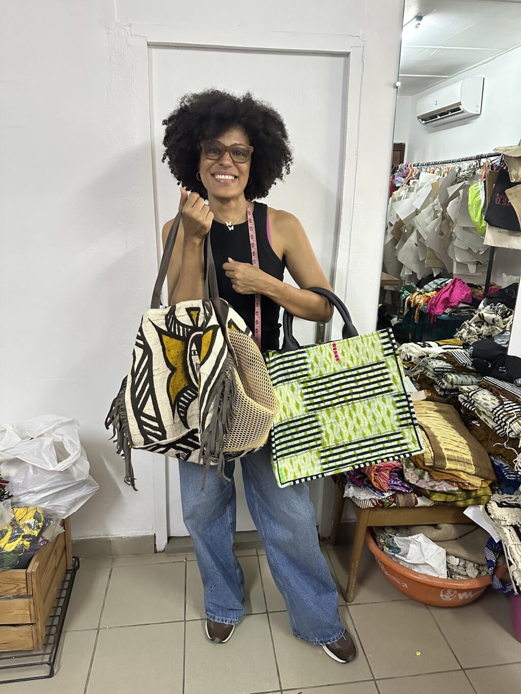 Liliane Saïd et ses sacs en toile baoulé et de Korogho
