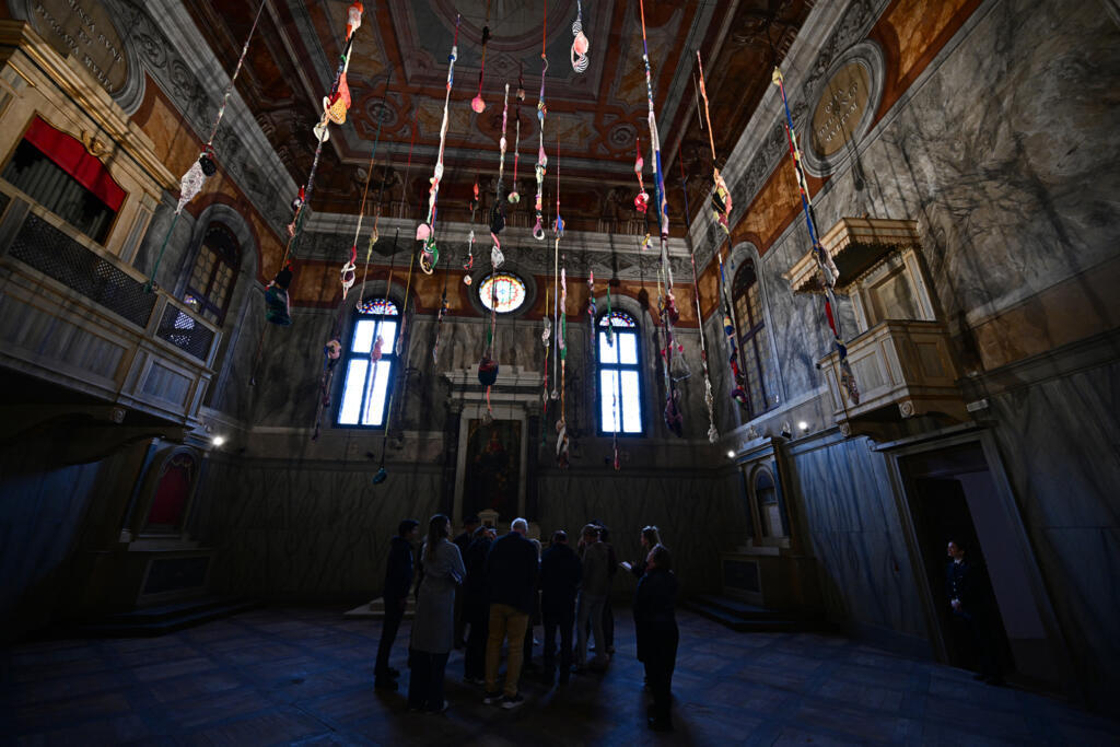 La prison pour femmes de la Giudecca qui abrite le pavillon du Saint-Siège lors de la pré-ouverture de la 60ᵉ Biennale de Venise, le 18 avril 2024 à Venise.