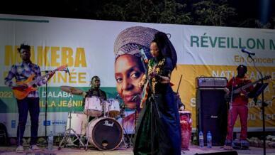 Concert en hommage à Miriam Makeba, à Dalaba, en Guinée, le 31 décembre 2022.