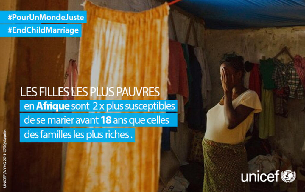 Les filles les plus pauvres en Afrique sont 2 fois plus susceptibles de se marier avant 18 ans.