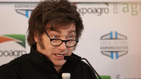 Le président argentin Javier Milei au salon «Expoagro» de San Nicolas de los Arroyos dans la province de Buenos Aires, le 14 mars 2025.