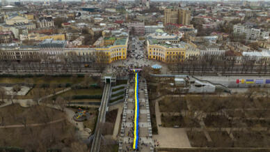 Une vue générale d'Odessa, lors d'une manifestation le 20 février 2022.