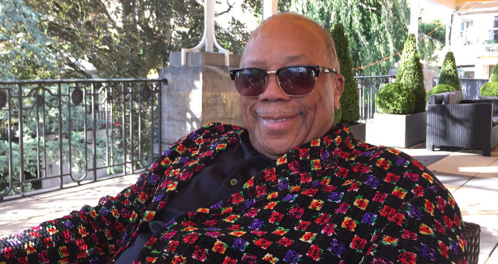 Quincy Jones, après son interview avec Joe Farmer, le 12 juillet 2017 à Montreux en Suisse.