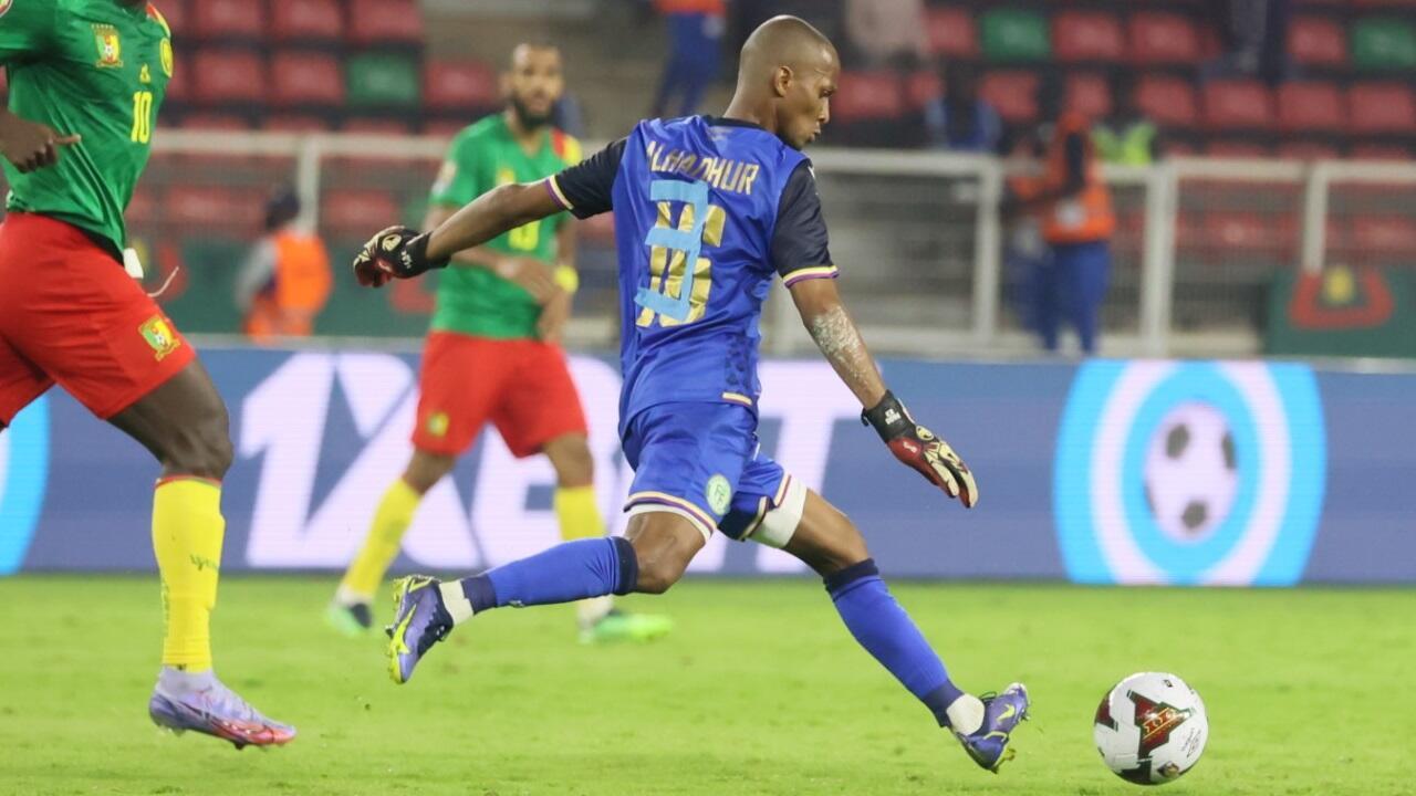 With a No. 3 at the back studded with plaster, the thankful defender played as a goalkeeper for Comoros against Cameroon on January 24, 2022.