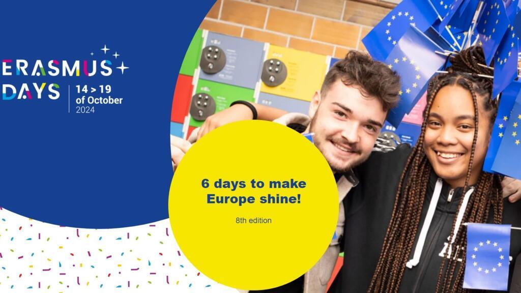 Les Erasmus Days 2024 ont eu lieu du 14 au 19 octobre 2024. Cette 8ème édition était consacrée aux opportunités offertes par le programme Erasmus+, financé par l’Union européenne dans les secteurs de l’éducation, la formation, la jeunesse et le sport.