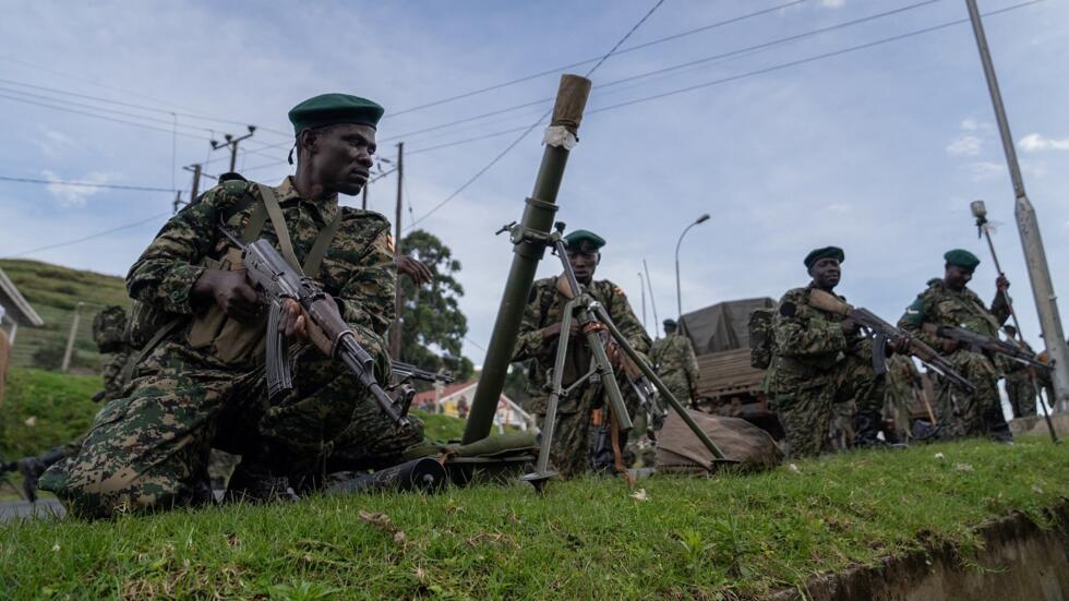 Wanajeshi wa Uganda (UPDF) wakiwa katika Mji wa Bunagana, DRC, Machi 2023. 