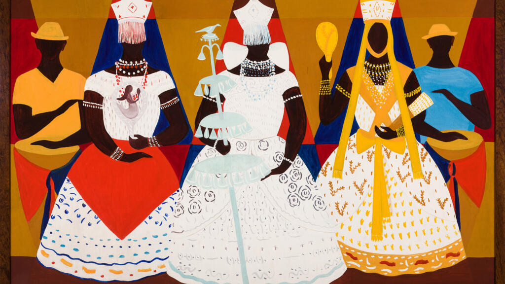 Djanira da Motta e Silva
Três orixás, 1966
Oil on canvas 130,4 × 195,5 cm
Collection of the Pinacoteca de São Paulo, acquired by the
Governo do Estado de São Paulo, 1969