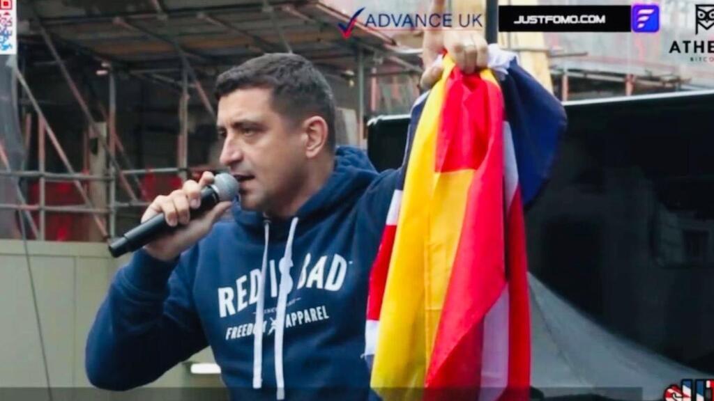 George Simion la mitingul anti-imigrație de la Londra, 13 septembrie 2025