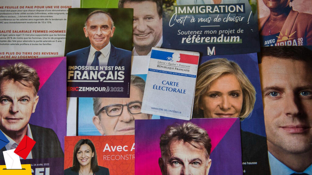 Posters of candidates for France's 2022 presidential election