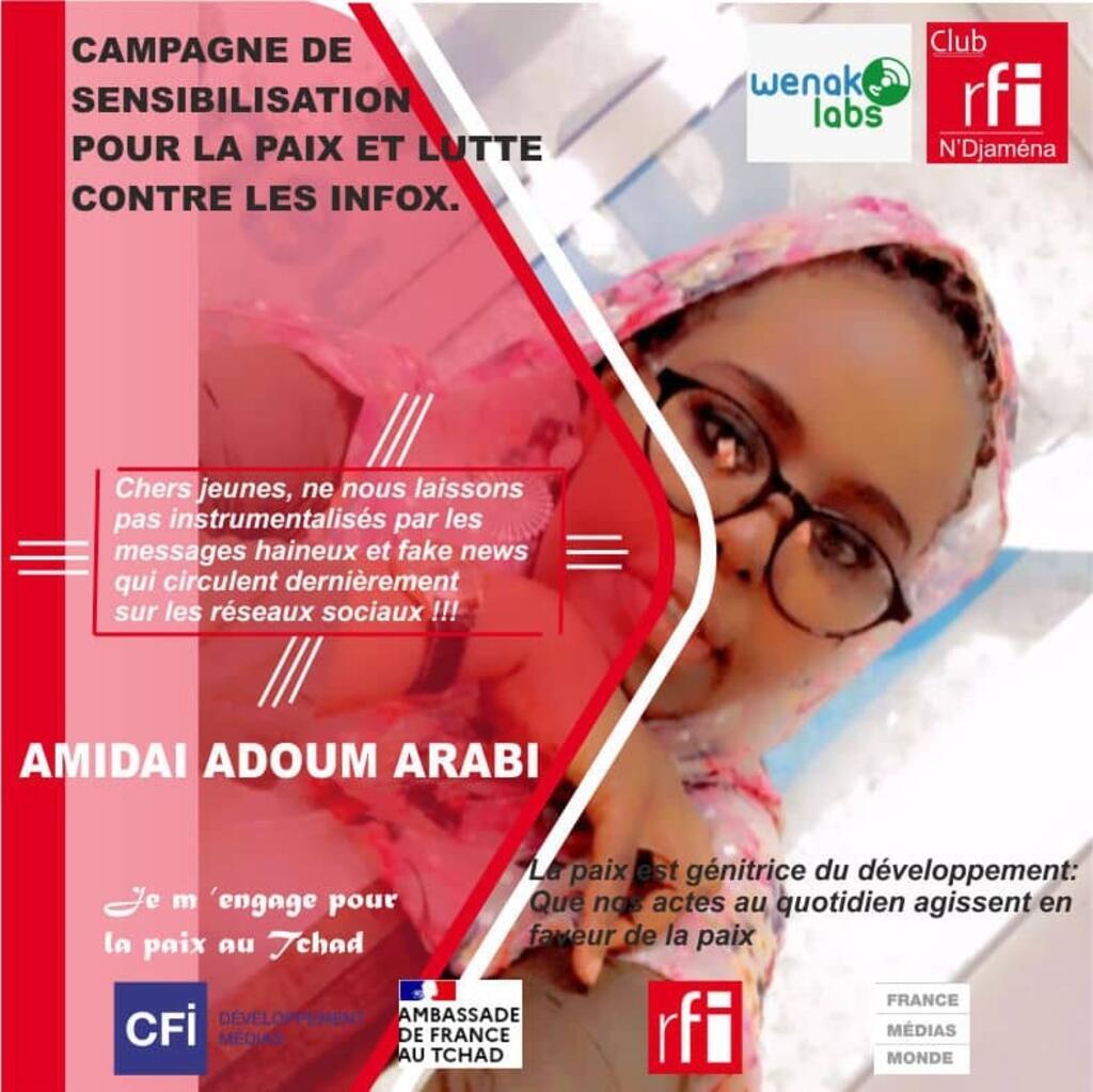 Affiche campagne de sensibilisation pour la paix et la lutte contre les désinfox.