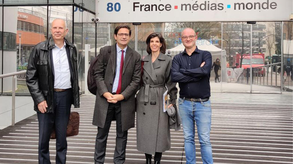 Nicolas Dufourcq (BPI France), Sarah Guillou (OFCE) et Marc Debets (By.O Group) autour de Bruno Faure, présentateur d’Eco d’ici Eco d’ailleurs.