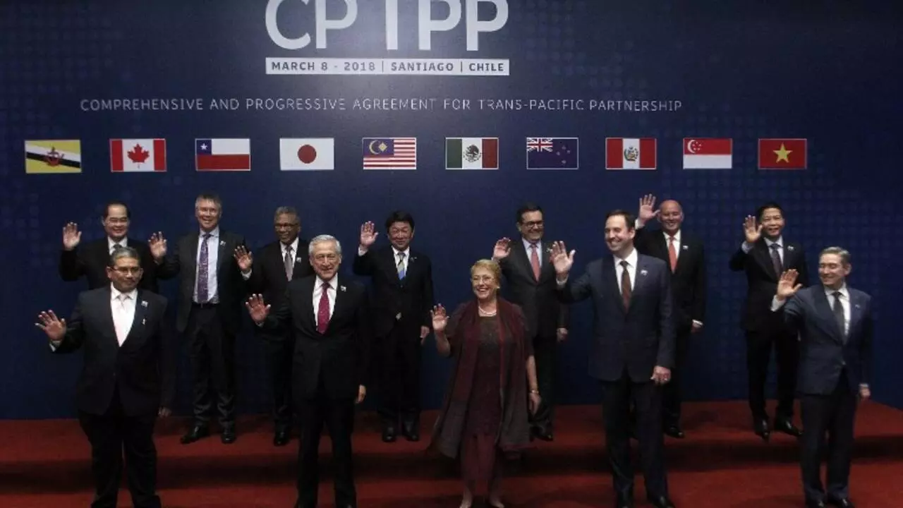 11国代表在智利圣地亚哥签署了跨太平洋伙伴关系全面进步协定，即没有美国的CPTPP2018年3月18日，