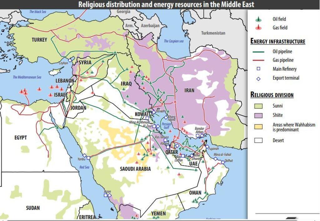 Cartographie des ressources énergétiques et répartition religieuse au Moyen-Orient
