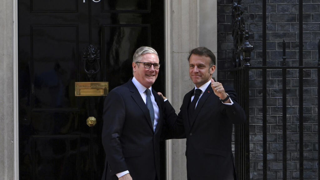 French President Emmanuel Macron meets Britain's Prime Minister Keir Starmer at 10 Downing Street in London, Thursday, July 10, 2025 for a UK-France summit.