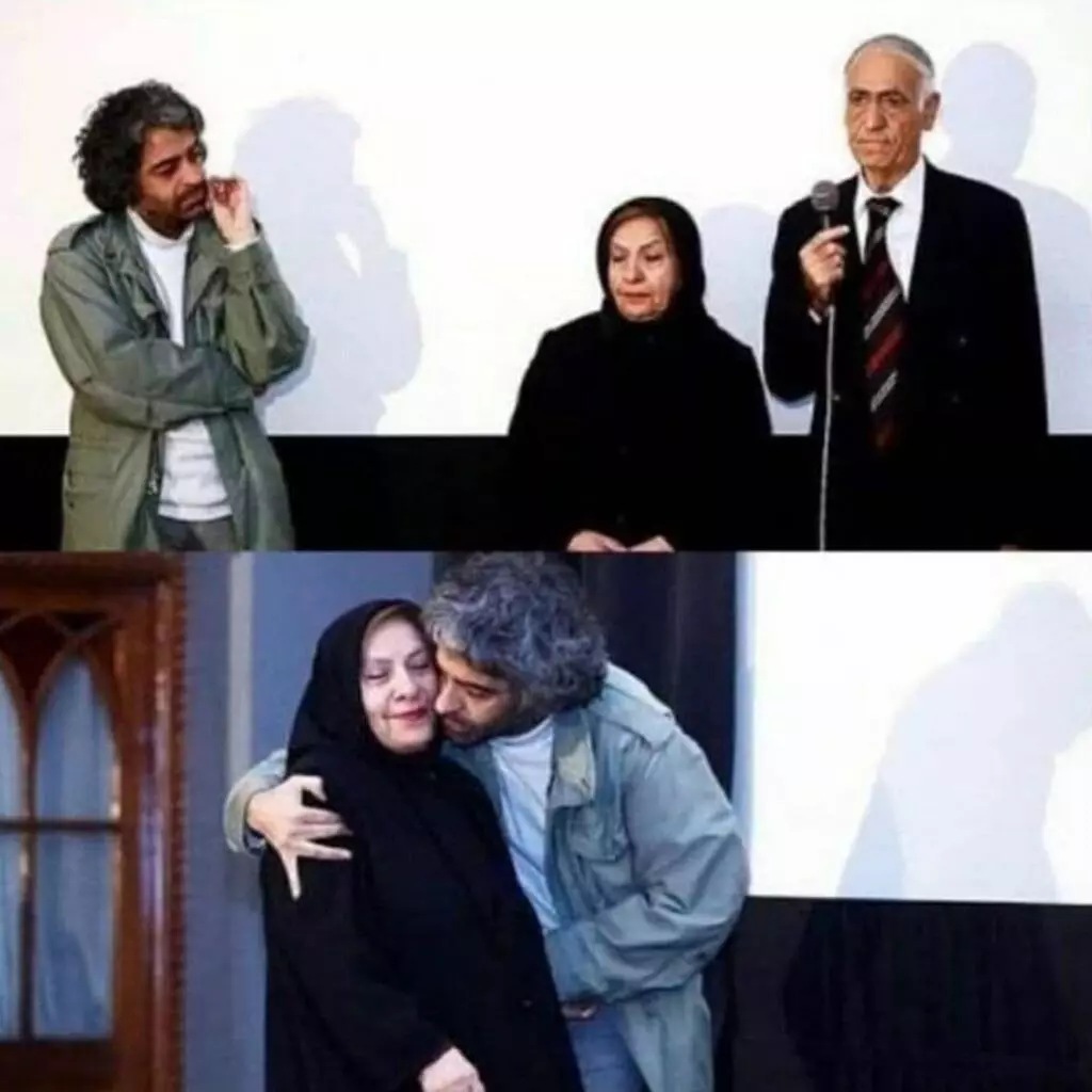 بابک خرمدین کارگردان سینما در کنار پدر و مادرش . این تصویر سال ۹۴ در مراسم افتتاحیه فیلم «سوگنامه ای برای یاشار» در موزه سینما ثبت شده است